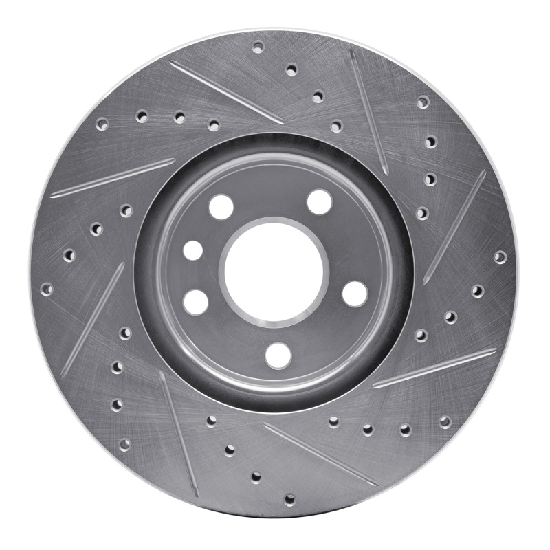 Land Rover Range Rover Evoque Brake Rotor (1) - Front Left - R1 Concepts - Drilled & Slotted - Silver - `07-`18